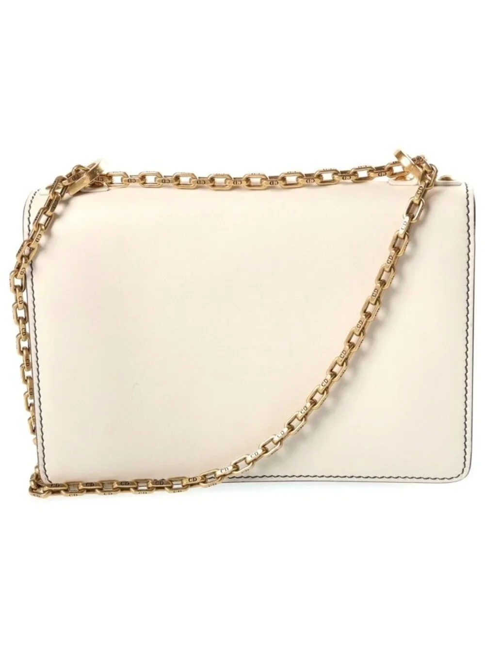 Dior J'Adior Chain Flap Shoulder Bag Ivory Leather Gold